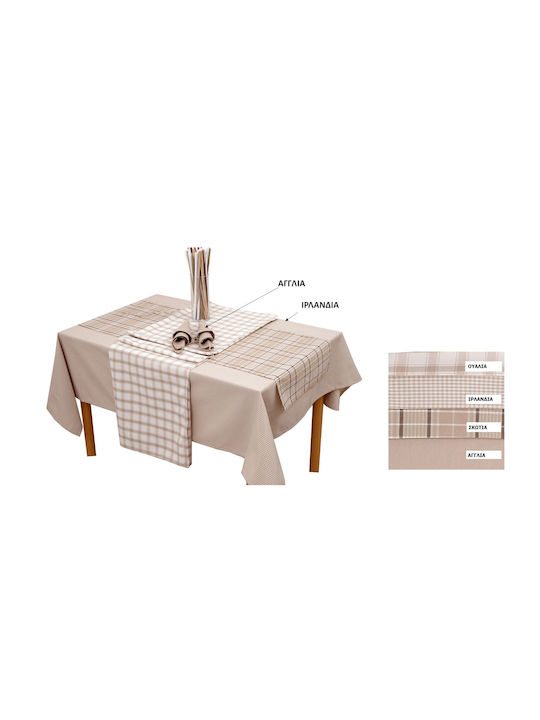 Viopros Tablecloth Set Ουαλία Beige 140x140cm 637257