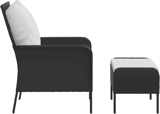 Outdoor-Sessel Rattan Black Velvet-Black Metal mit Kissen 69x78x88εκ.
