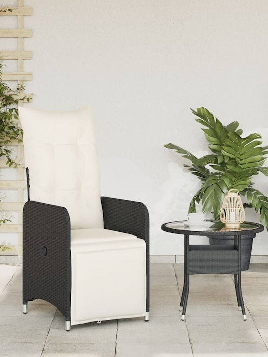 Outdoor Armchair Rattan Black with Cushion 1pcs 54.5x58.5x92cm.