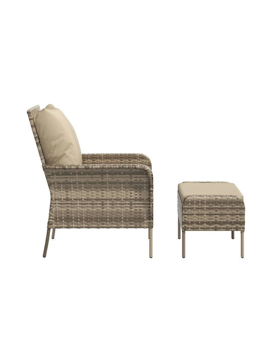 Outdoor-Sessel Rattan Coffee mit Kissen 69x78x88εκ.