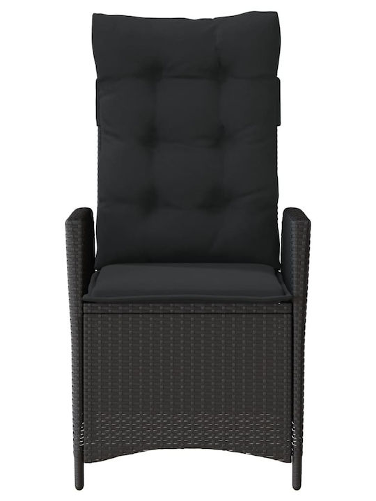 Outdoor-Sessel Rattan Black Velvet-Black Metal mit Kissen 57x61x93εκ.