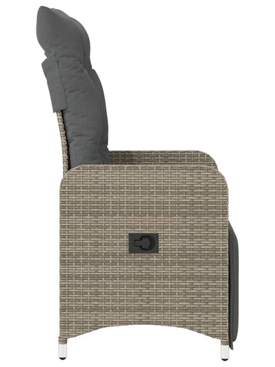 Fotoliu de exterior Rattan Gri cu pernă 54.5x58.5x92cm