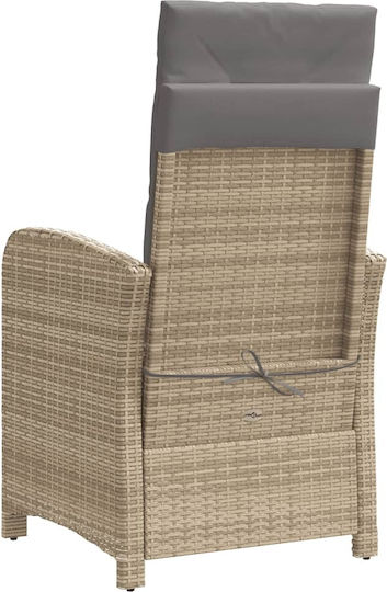 Fotoliu de Exterior Rattan Mixed Beige cu pernă 2buc 57x66x93cm.