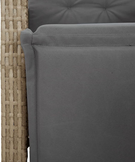 Fotoliu de Exterior Rattan Mixed Beige cu pernă 2buc 57x66x93cm.