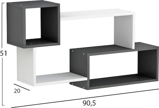 Ράφι Τοίχου Tanner Γκρι-Λευκό 90.5x20x51εκ.