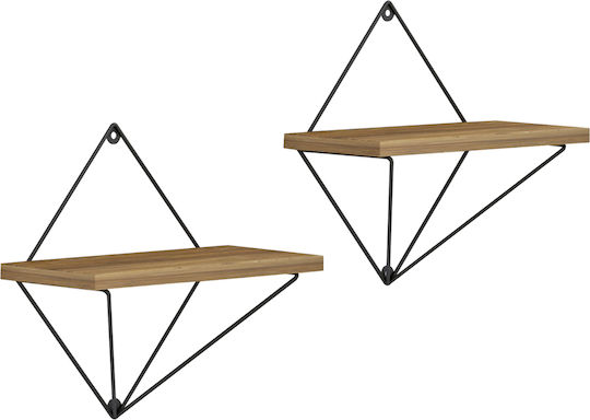 Homemarkt Zannard Wandregal-Set Hm8929.11 Metall Schwarz-Melamin Natur 30x14x30 cm