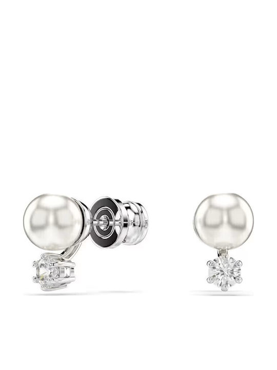 Swarovski Matrix Μονό Σκουλαρίκι Καρφωτό με Πέτρες & Πέρλες