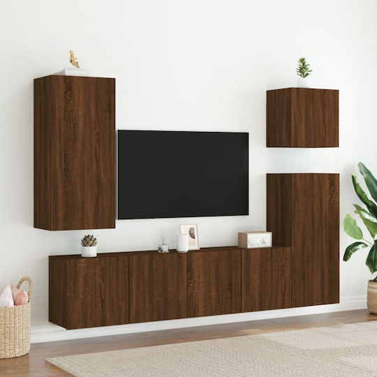 Wall-Mounted Living Room Cabinet made of Particle Board Brown Oak 40.5x30x90cm