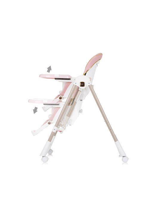 Chipolino Milk Shake Foldable Baby Highchair 2 in 1 with Adjustable Height Flamingo