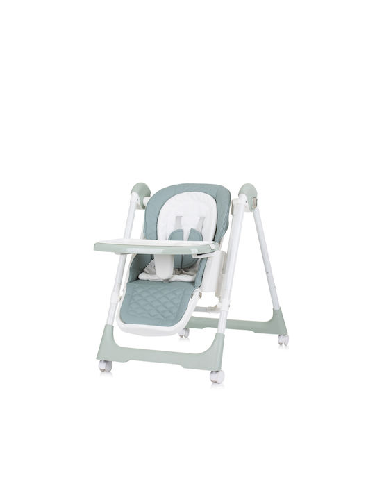 Chipolino Milk Shake Foldable Highchair 2 in 1 with Metal Frame & Leatherette Seat Pastel Green