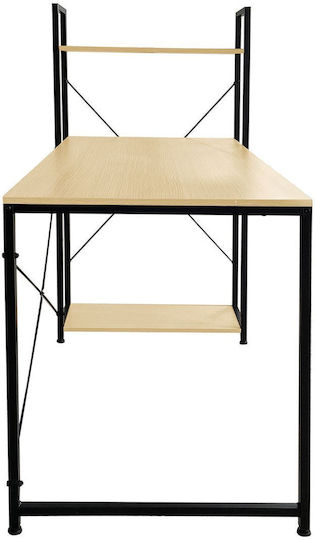 Дървено Бюро с Библиотека Melamine Бук с Метални Крака 120x60x75см EO411,1