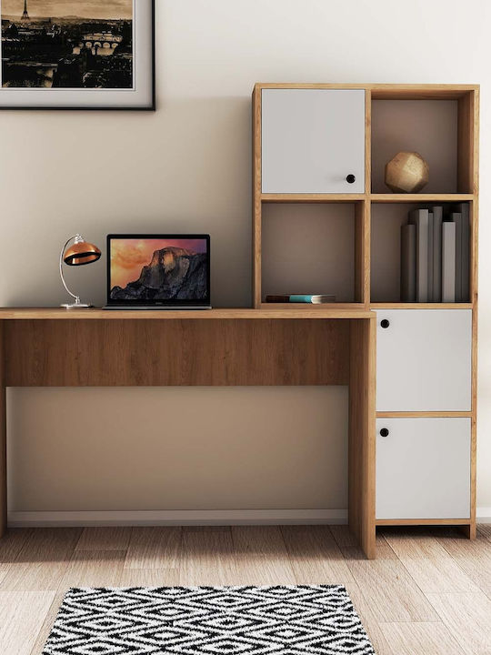 Desk with Bookshelf Vorrei White 157x25x146cm