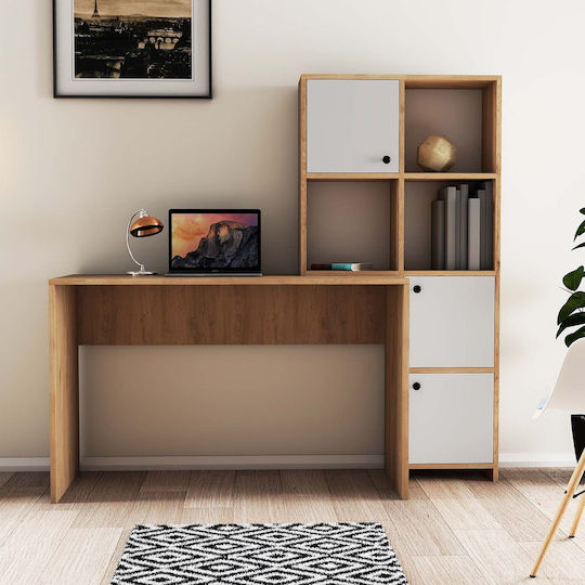 Γραφείο Vorrei με Βιβλιοθήκη 157x25x146εκ. Λευκό