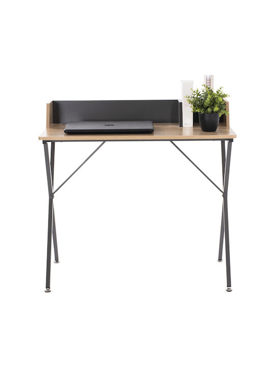 Schreibtisch Holz Grey / Natural mit Metallbeinen 90x50x78cm