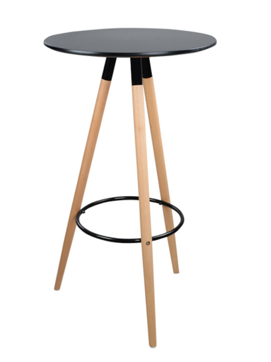 Tonia Round Table Bar with Polypropylene Surface Black 60x60x105cm