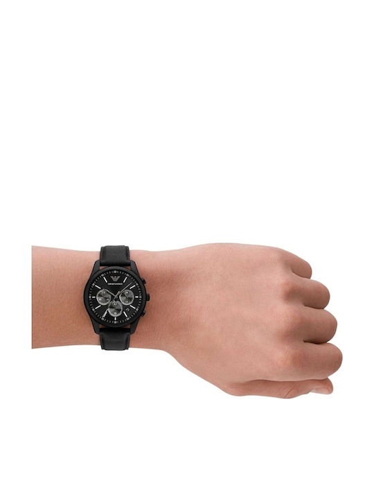 Emporio Armani Antonio Men's Watch 41mm Chronograph Battery with Black Leather Strap