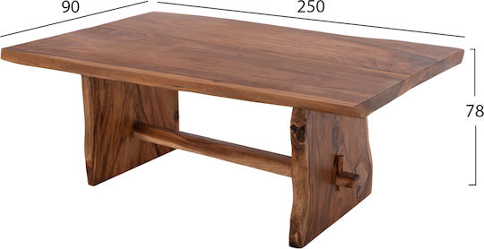 Ulyses Esszimmer- und Küchentisch aus Massivholz 250x90x78cm