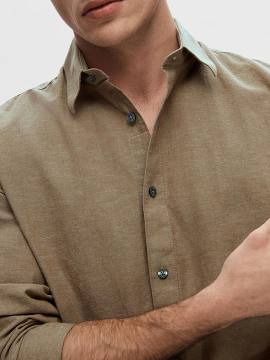 Selected Men's Shirt Linen Toffee