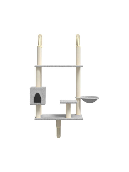 vidaXL Kratzbaum Katzenbäume Gray Wandmontiert 3 Ebenen Hellgrau 90x52x153cm
