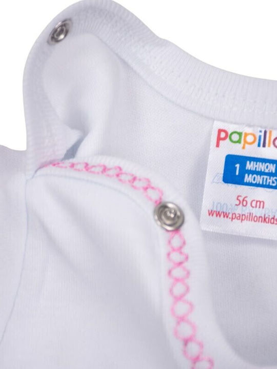 Papillon Kids Body pentru Bebeluși Alb-roz