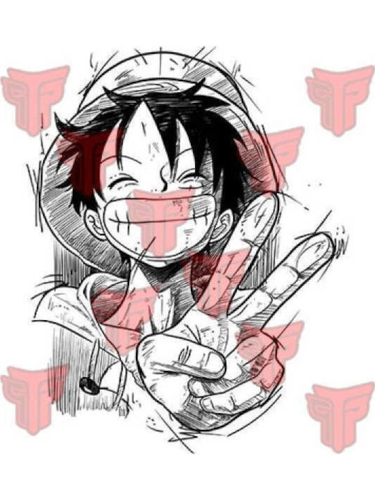 Мъжка тениска без ръкави с анимационен принт Takeposition Anime One Piece червена 330-1020b-05