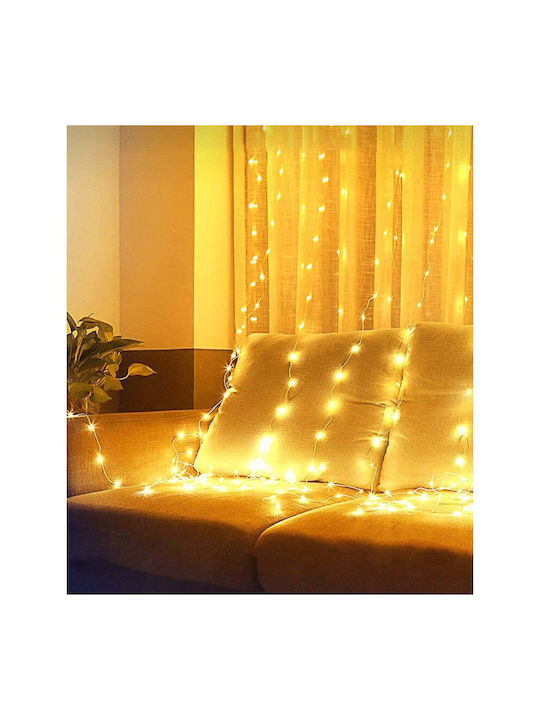 200 Λαμπάκια LED 3μ. x 200εκ. Θερμό Λευκό USB τύπου Κουρτίνα