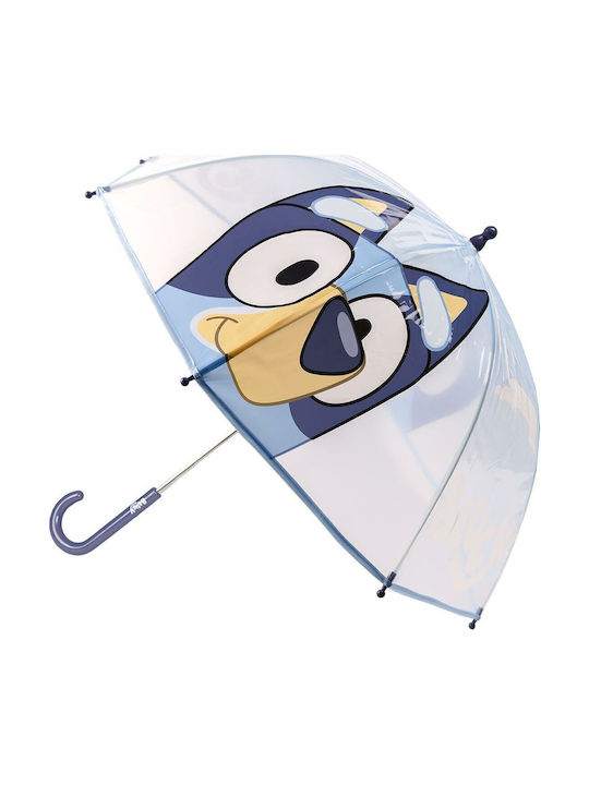 Educa Kinder Regenschirm Gebogener Handgriff Bluey Blau mit Durchmesser 45cm.