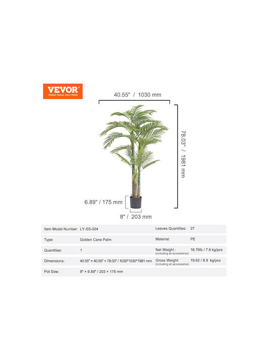 Artificial Outdoor Tree Palm Tree Green 198.1cm Vevor