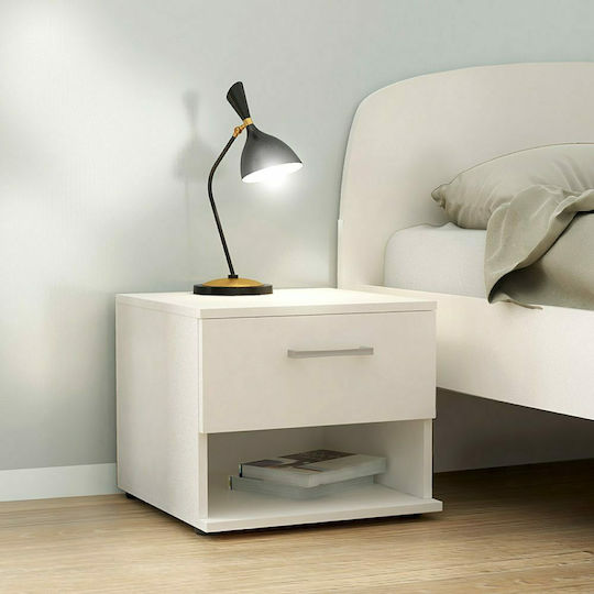 Renato Wooden Bedside Table White 44x35x43cm