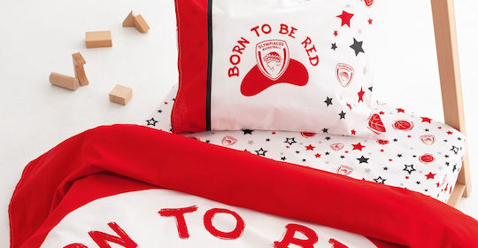 Bebe Olympic Palamaiki Baby Bettlaken Set 100% Baumwolle Rot-Weiß Code oly12