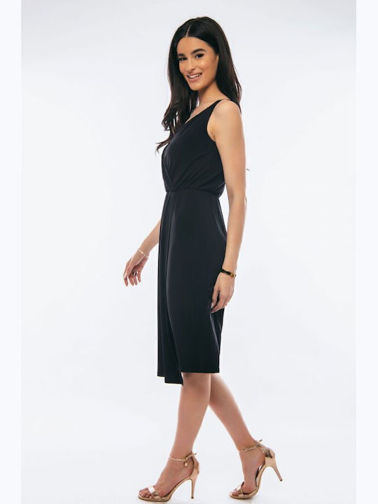 Summer Midi Evening Dress Wrap Black