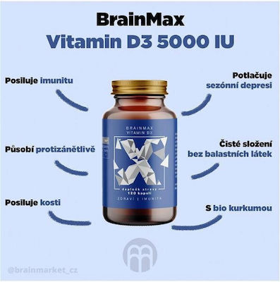 BrainMax Vitamin D3 Vitamin for Immune System Boost & Bone Health 5000iu 120 veg. caps