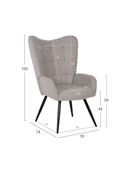 Crawley cu Puf Gri 70x74x105cm