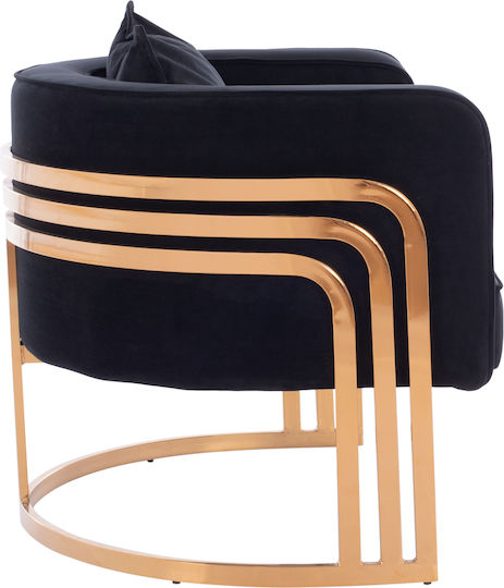 Tiana Velvet Black Armchair 80x70x68cm