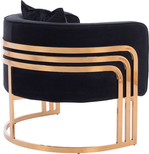 Tiana Velvet Black Armchair 80x70x68cm