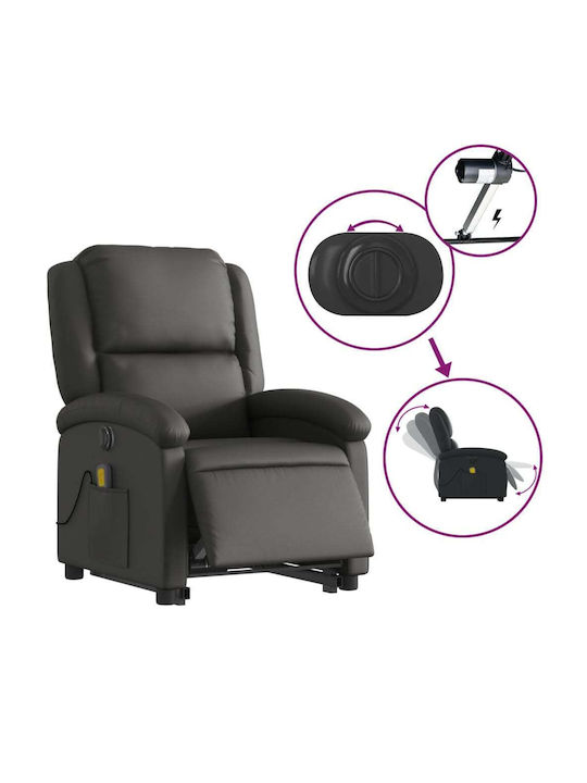 Relaxsessel Friseurwaschbecken aus echtem Leder Black Velvet-Black Metal 71x86.5x99.5cm