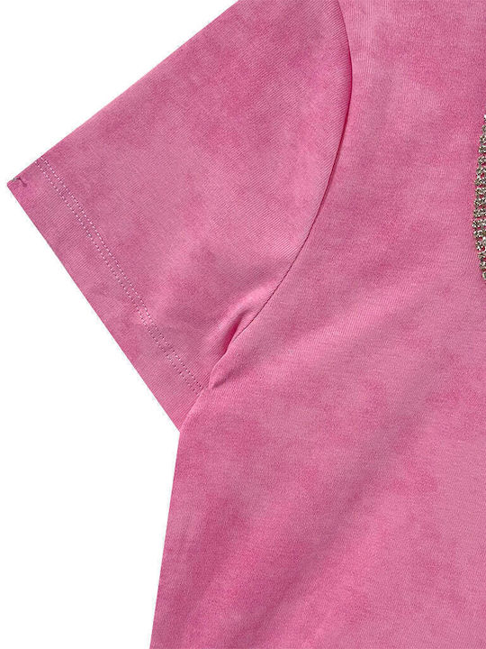 Damen Bluse Baumwolle Kurzärmelig Rosa