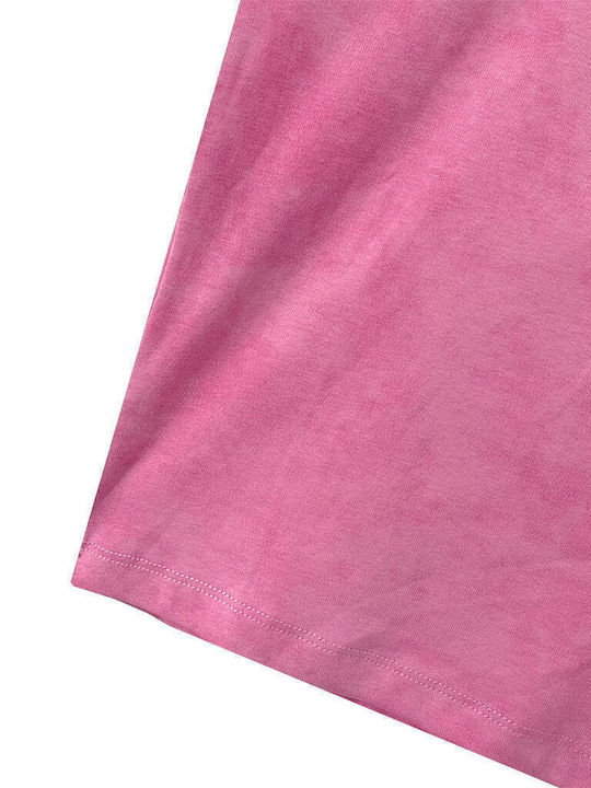 Damen Bluse Baumwolle Kurzärmelig Rosa