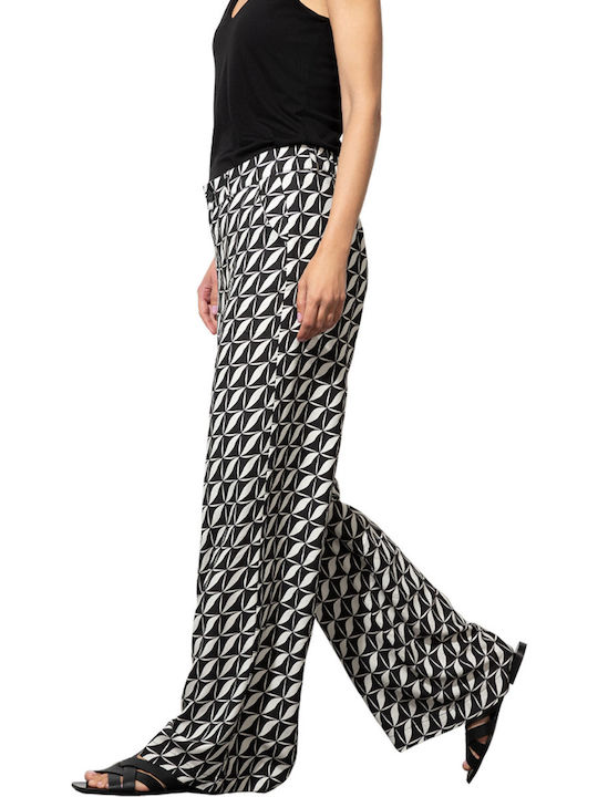 MORE & MORE Women's High-waisted Fabric Trousers black