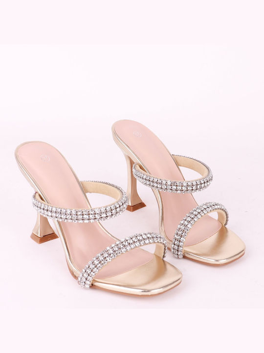 Women's Mules with Diamantique Stones Nw183 Gold