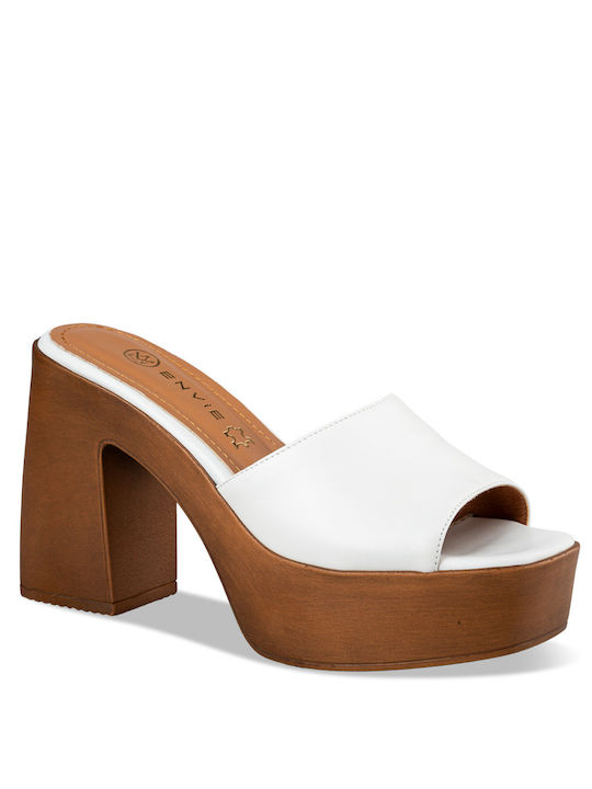 Envie Shoes Platform Women's Sandals White with Low Heel