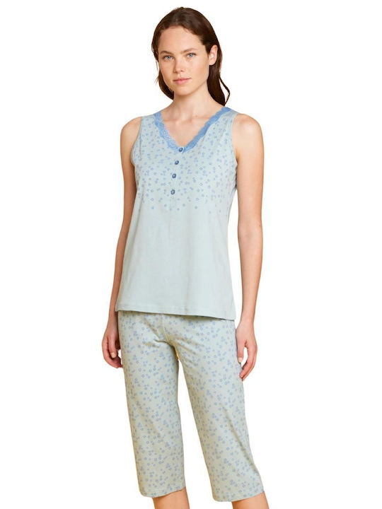 Noidinotte Sommer Damen Pyjama-Set Baumwolle Mint