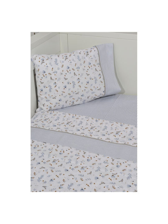 Baby Oliver Baby Sheets Set Crib Cotton Blue 110x160cm 3pcs