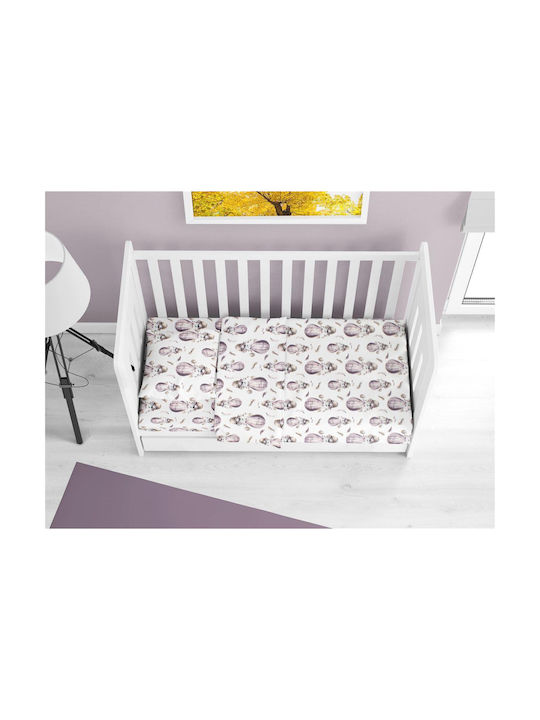 Dimcol Baby Sheets Set Crib Flannel Lilac 120x160cm 3pcs