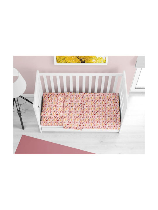 Dimcol Fox Baby Sheets Set Crib Flannel Coral 120x160cm 3pcs