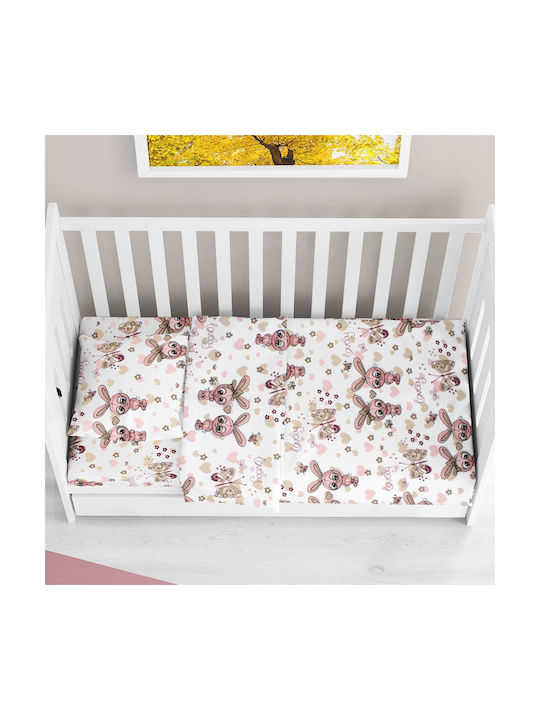 Dimcol Baby Bettlaken Für Wiege Baumwolle White-Coral 110x80cm