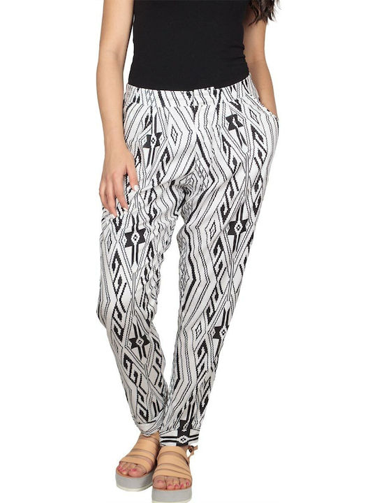 Damen Stoff Hose in Entspannter Passform Black and white