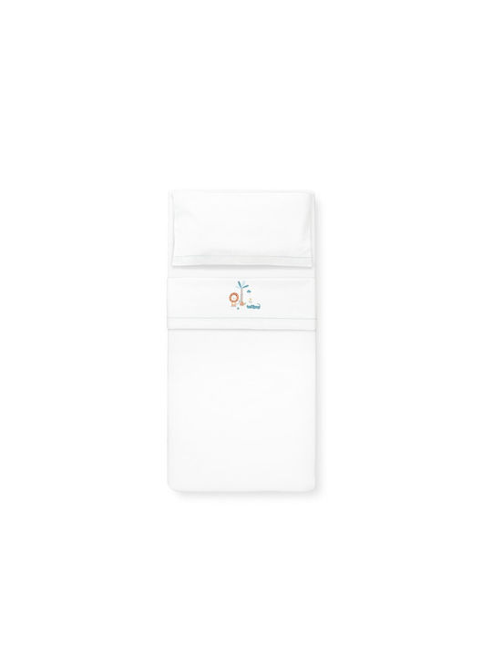 Interbaby Baby Sheets Set Crib Cotton Fitted White 115x175cm 3pcs