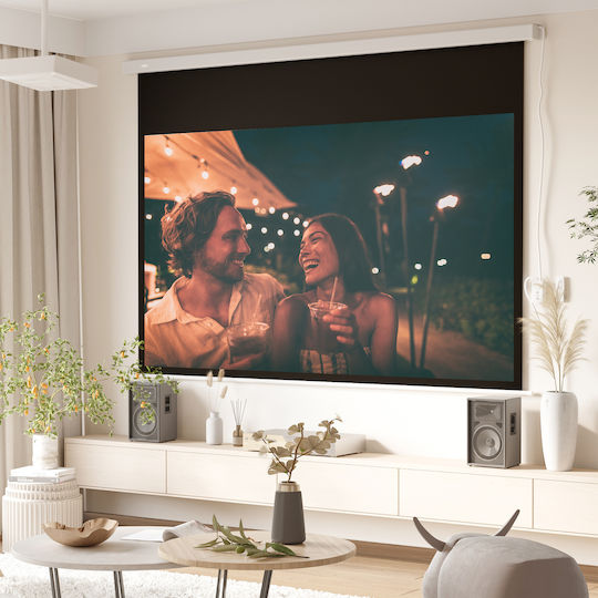 HomCom Wand-Bildschirmprojektor mit Bildlogo 16:9 168x168cm / 100"