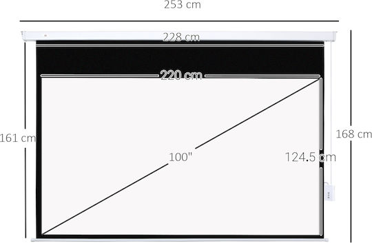 HomCom Wand-Bildschirmprojektor mit Bildlogo 16:9 168x168cm / 100"